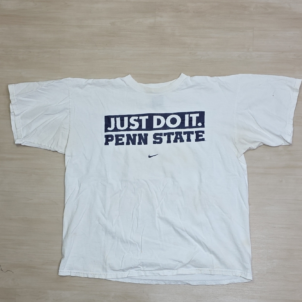 Vintage Nike Penn State Just Do It Center Swoosh Shirt White Size Large Distress